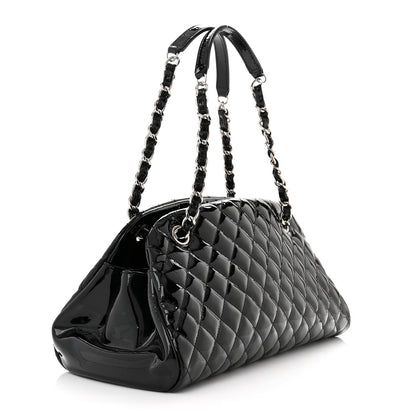 Chanel Patent Quilted Medium Just Mademoiselle Bowling Bag Black 3 of 10