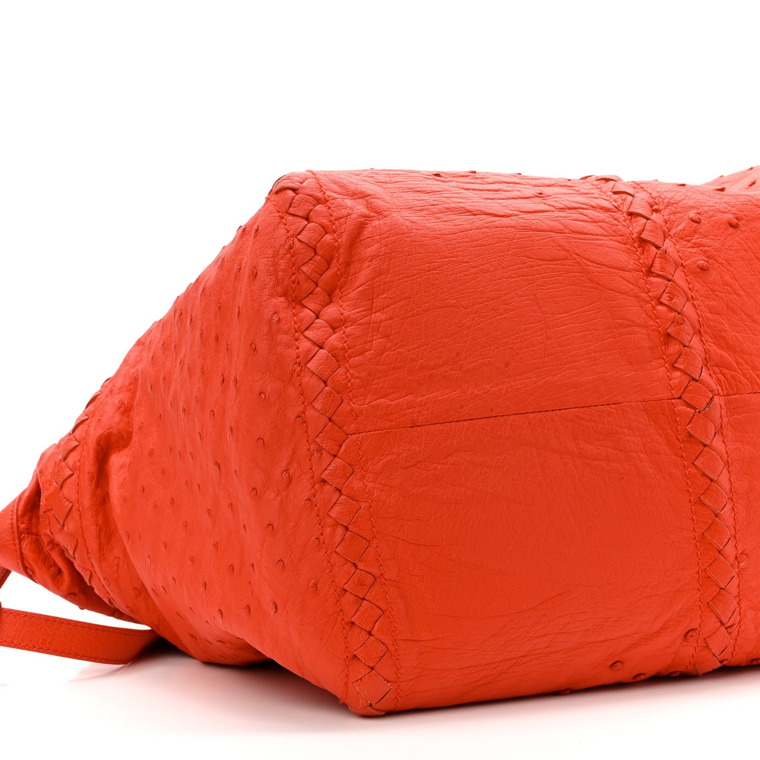 Bottega Veneta Ostrich Intrecciato Maxi Convertible Tote Red 9 of 10