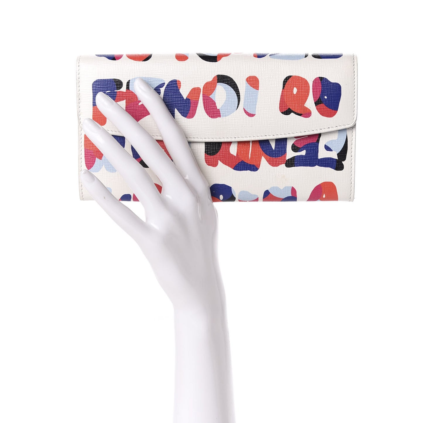 Vitello Elite Fendi Roma Continental Wallet White Multicolor