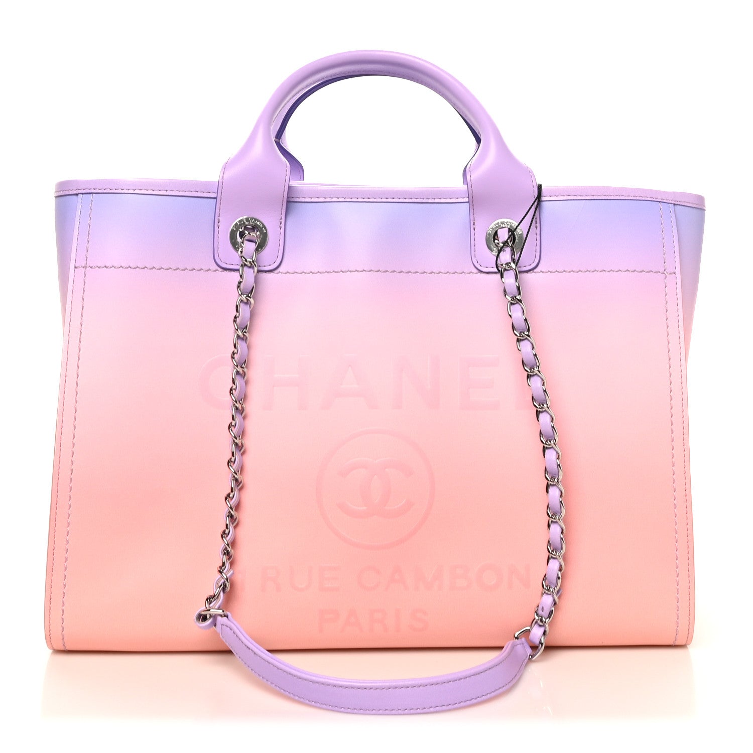 Chanel Shaded Calfskin Small Deauville Tote Light Purple Pink Coral 1 of 11