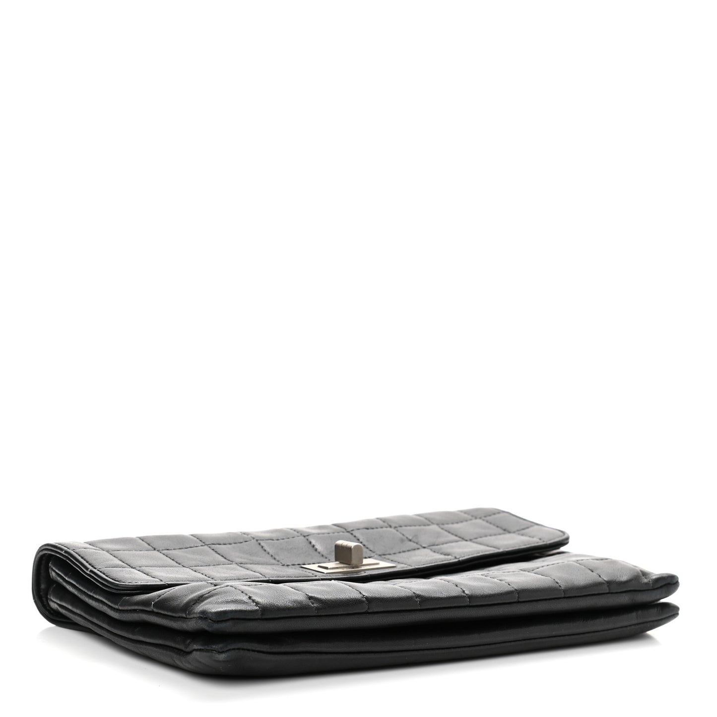 Lambskin Chocolate Bar Mademoiselle Flap Black