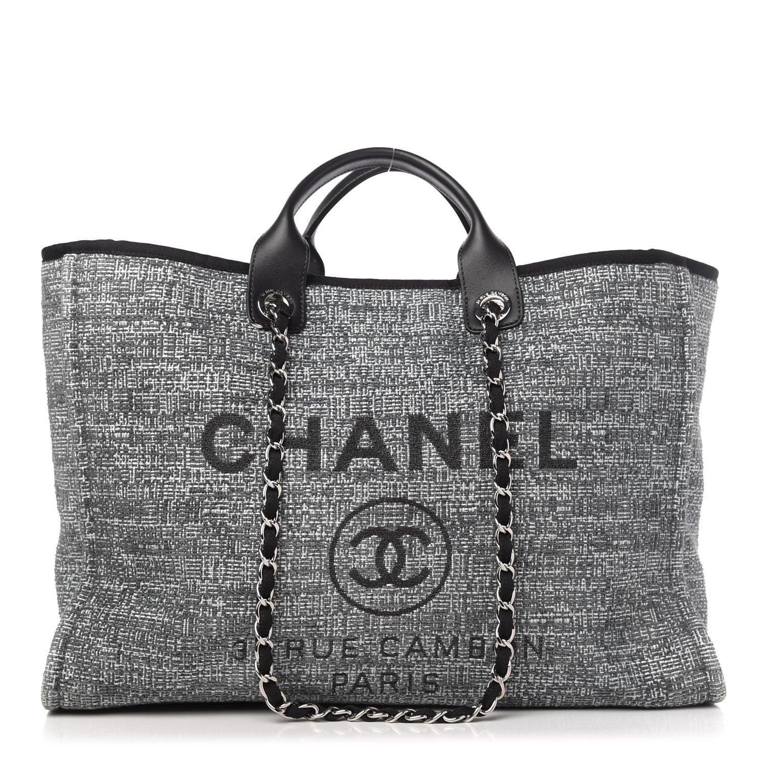 Chanel Canvas Large Deauville Tote Charcoal 1 of 10