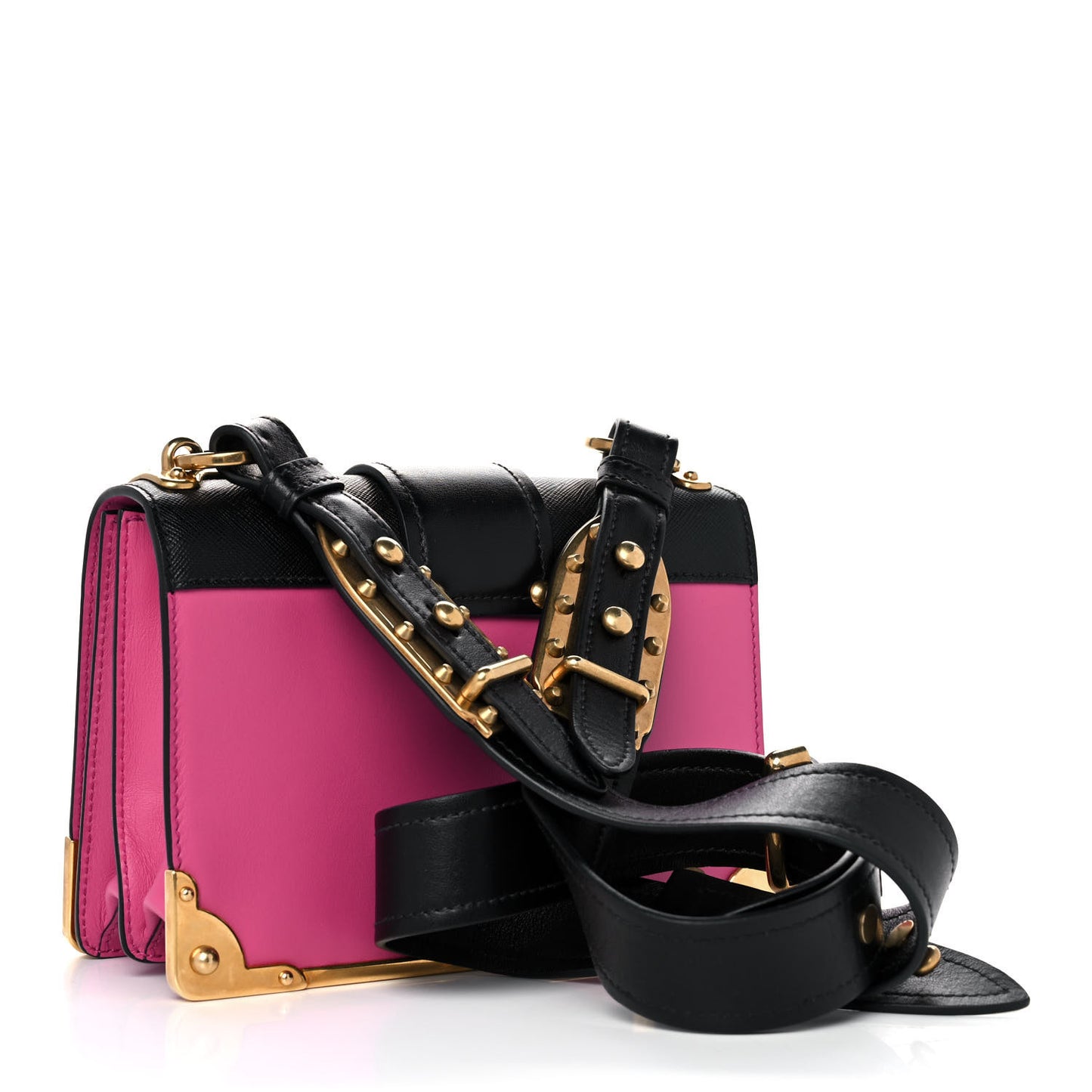 City Calf Saffiano Cahier Bag Fuxia Black