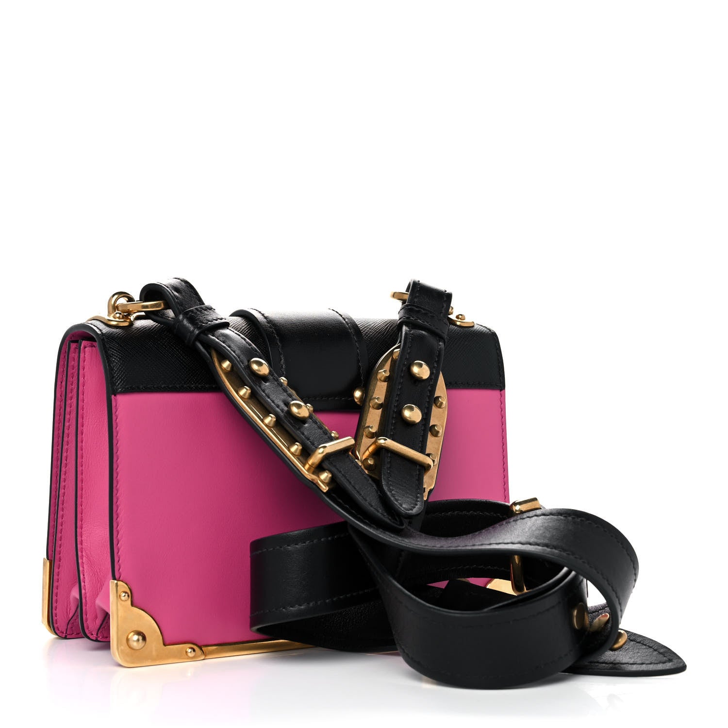Prada City Calf Saffiano Cahier Bag Fuxia Black 2 of 11