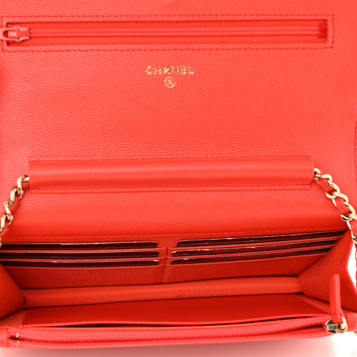 Caviar Quilted Wallet on Chain WOC Red