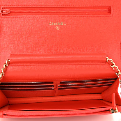 Chanel Caviar Quilted Wallet on Chain WOC Red 5 of 13