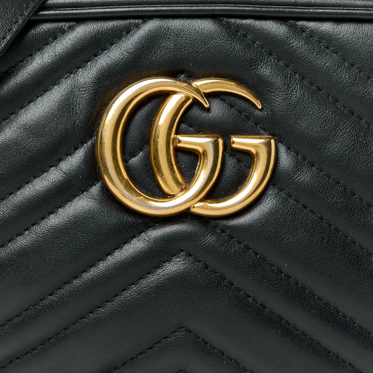 Gucci Calfskin Matelasse Small GG Marmont Chain Shoulder Bag Black 9 of 12