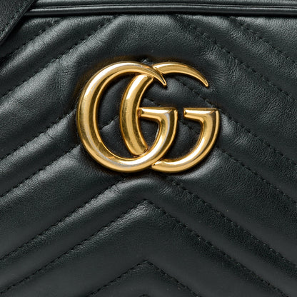 Gucci Calfskin Matelasse Small GG Marmont Chain Shoulder Bag Black 9 of 12