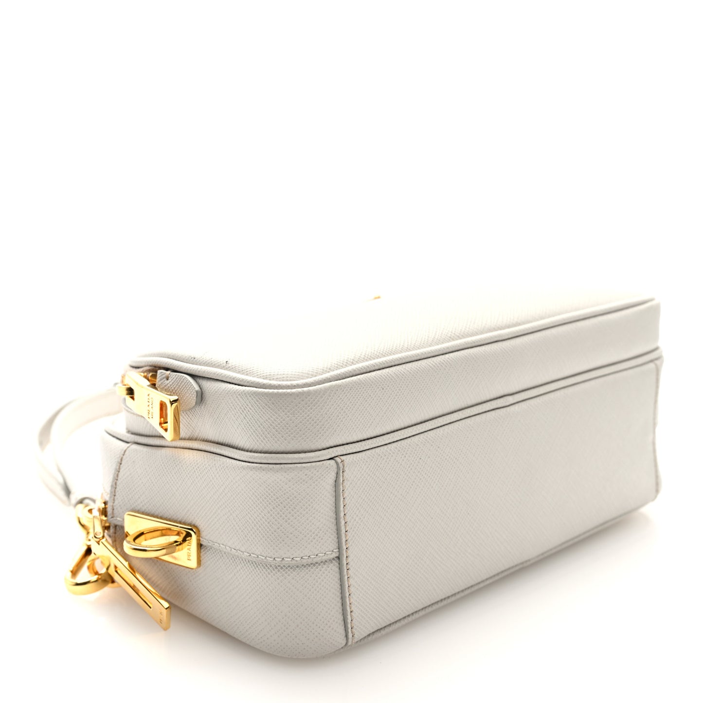 Saffiano Lux Double Zip Crossbody Bag Talco