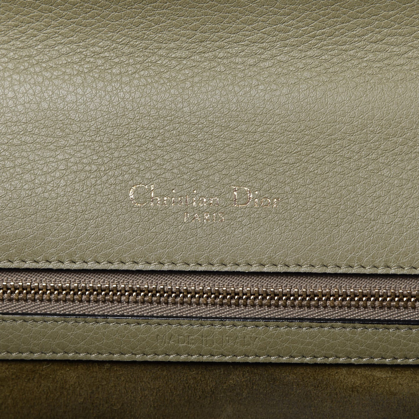Grained Calfskin Medium Diorama Flap Bag Grey Green