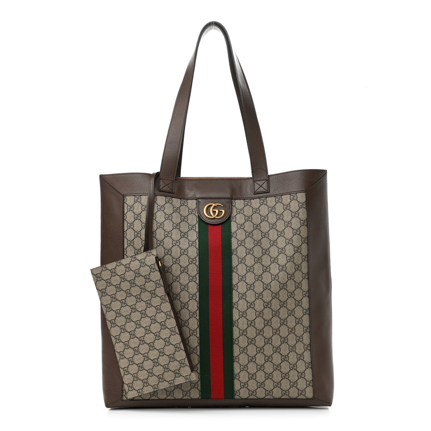 GG Supreme Monogram Web Large Ophidia Vertical Shopping Tote Brown