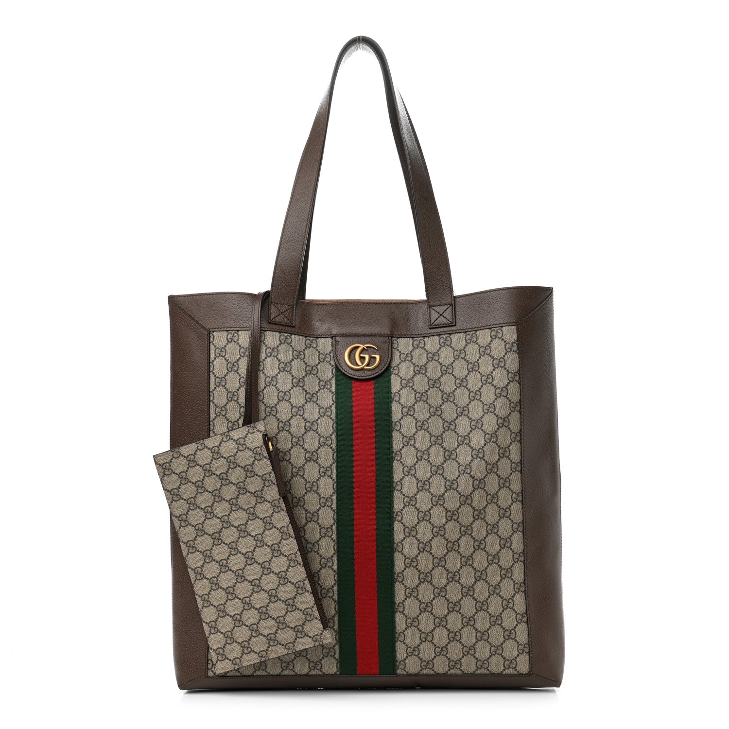 Gucci GG Supreme Monogram Web Large Ophidia Vertical Shopping Tote Brown 1 of 11