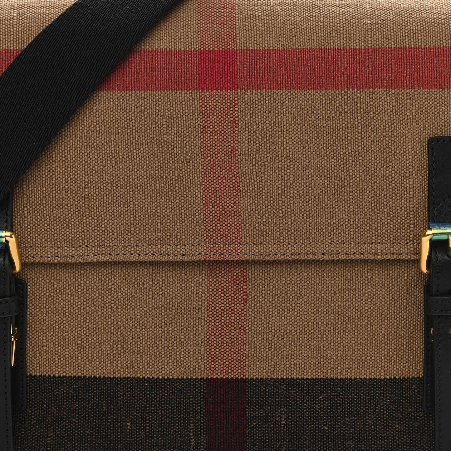 Canvas Mega Check Large Baildon Messenger Bag Black