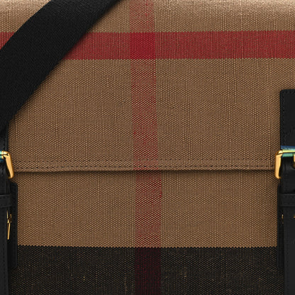 Burberry Canvas Mega Check Large Baildon Messenger Bag Black 9 of 11