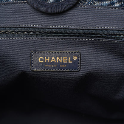Chanel Mixed Fibers Striped Small Deauville Tote Navy Blue 7 of 10