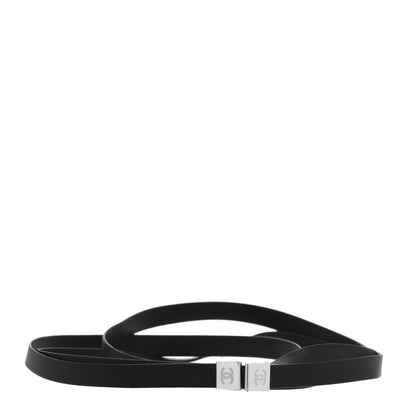 Chanel Metal Lambskin CC Heart Choker Necklace Black Silver 3 of 6