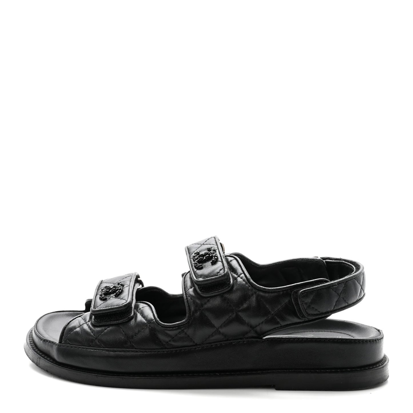 Lambskin Velcro Dad Sandals 38.5 Black