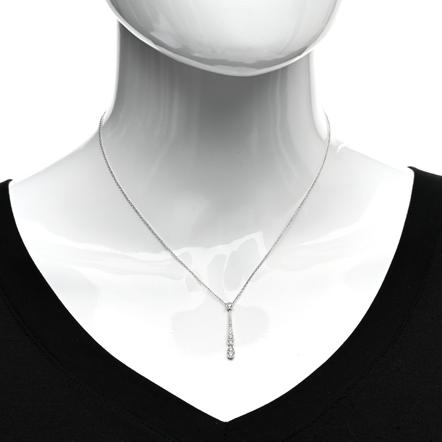 Tiffany Platinum Diamond Jazz Swing Drop Pendant Necklace 2 of 5