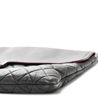 Chanel Grained Calfskin Quilted Large Archi Chic Cosmetic Case Navy 10 of 10