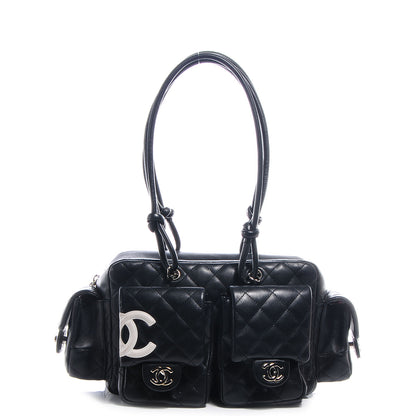 Chanel Calfskin Quilted Large Cambon Multipocket Reporter Black White 1 of 8