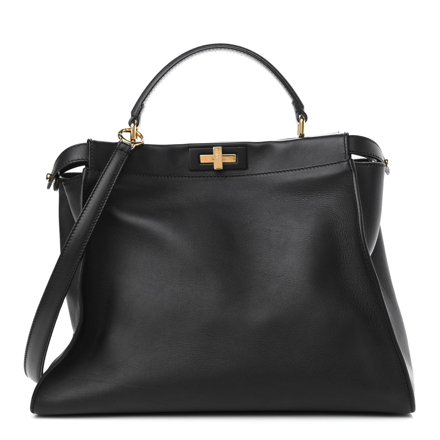 Vitello Seta Shiny Nappa Large Peekaboo Iconic Satchel Black