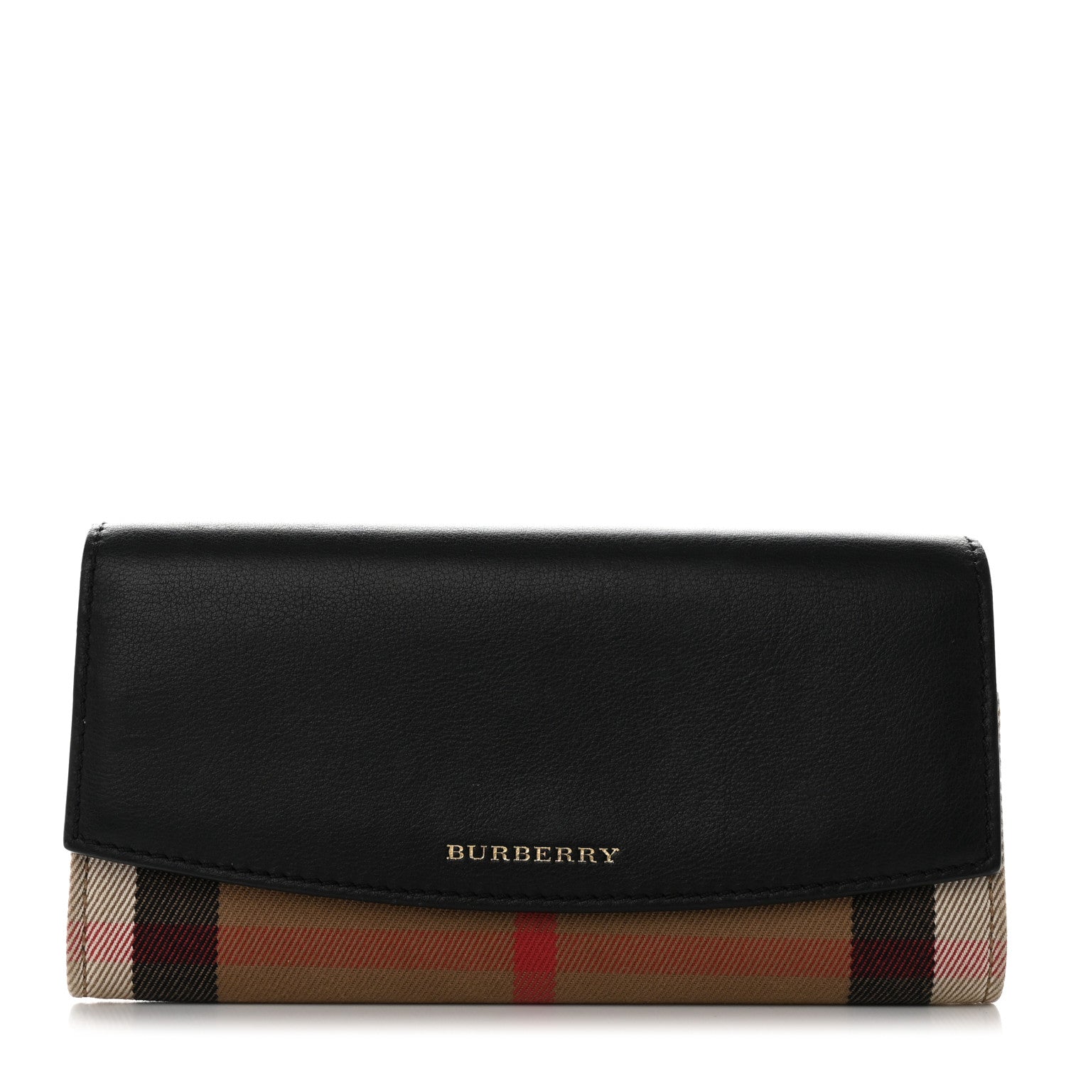 Burberry Calfskin House Check Porter Continental Wallet Black 1 of 11