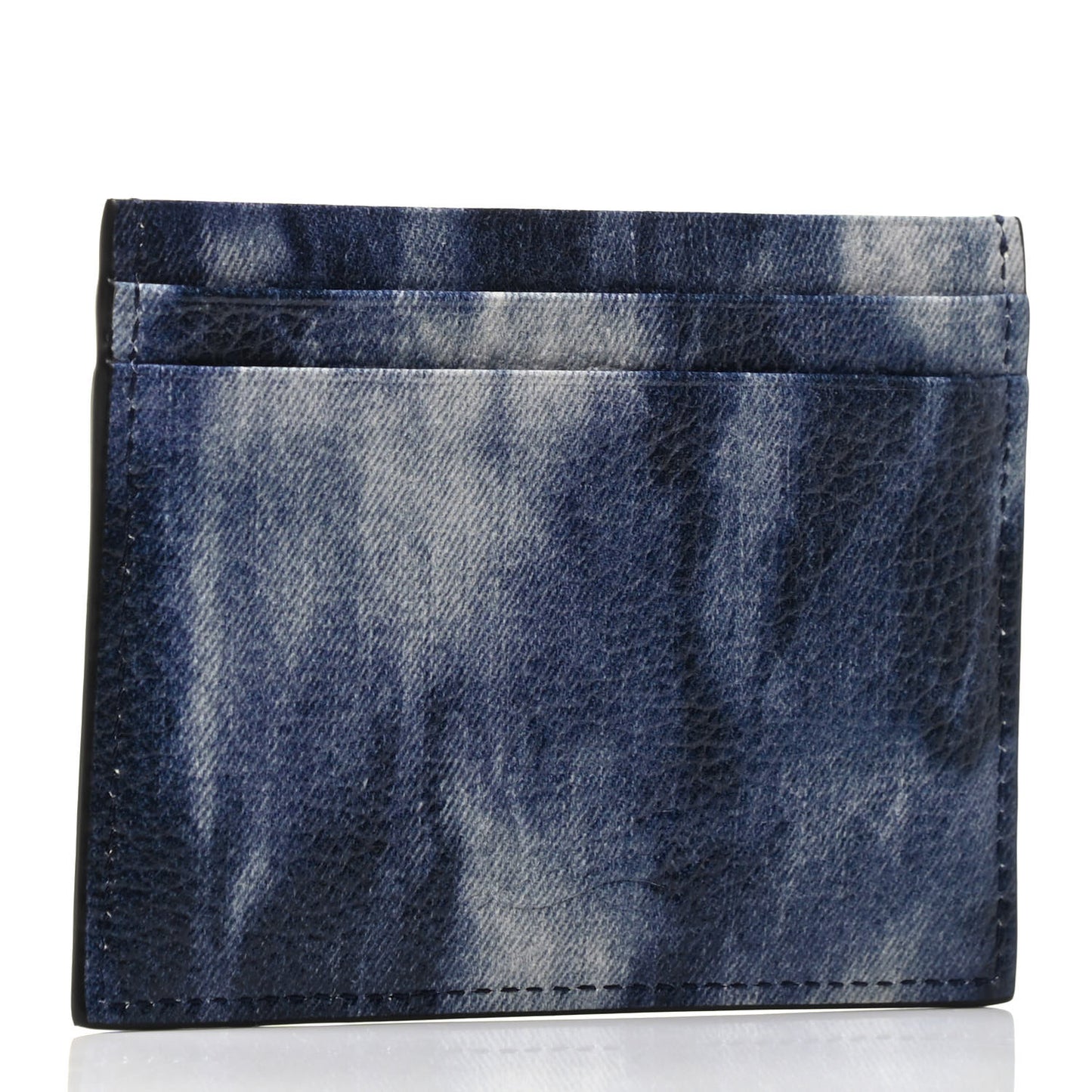 Calfskin Loubisky Studded Kios Card Holder Blue