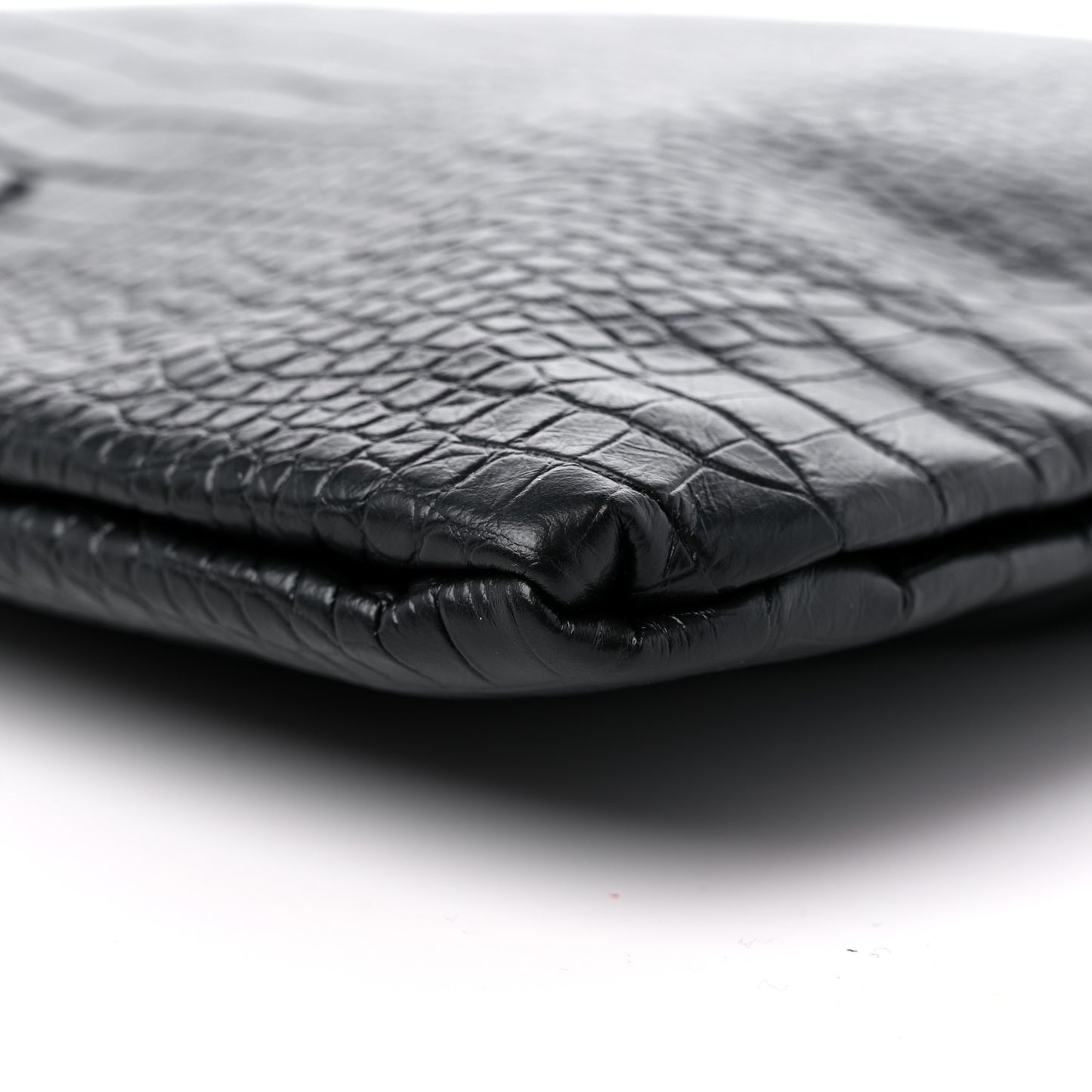 Crocodile Embossed Hobo Bag Black