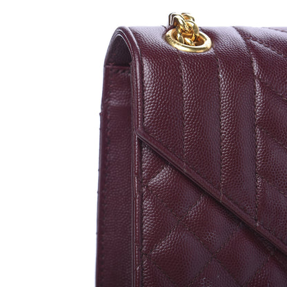 Saint Laurent Grain De Poudre Textured Mixed Matelasse Medium Triquilt Monogram Satchel Rouge Legion 12 of 12