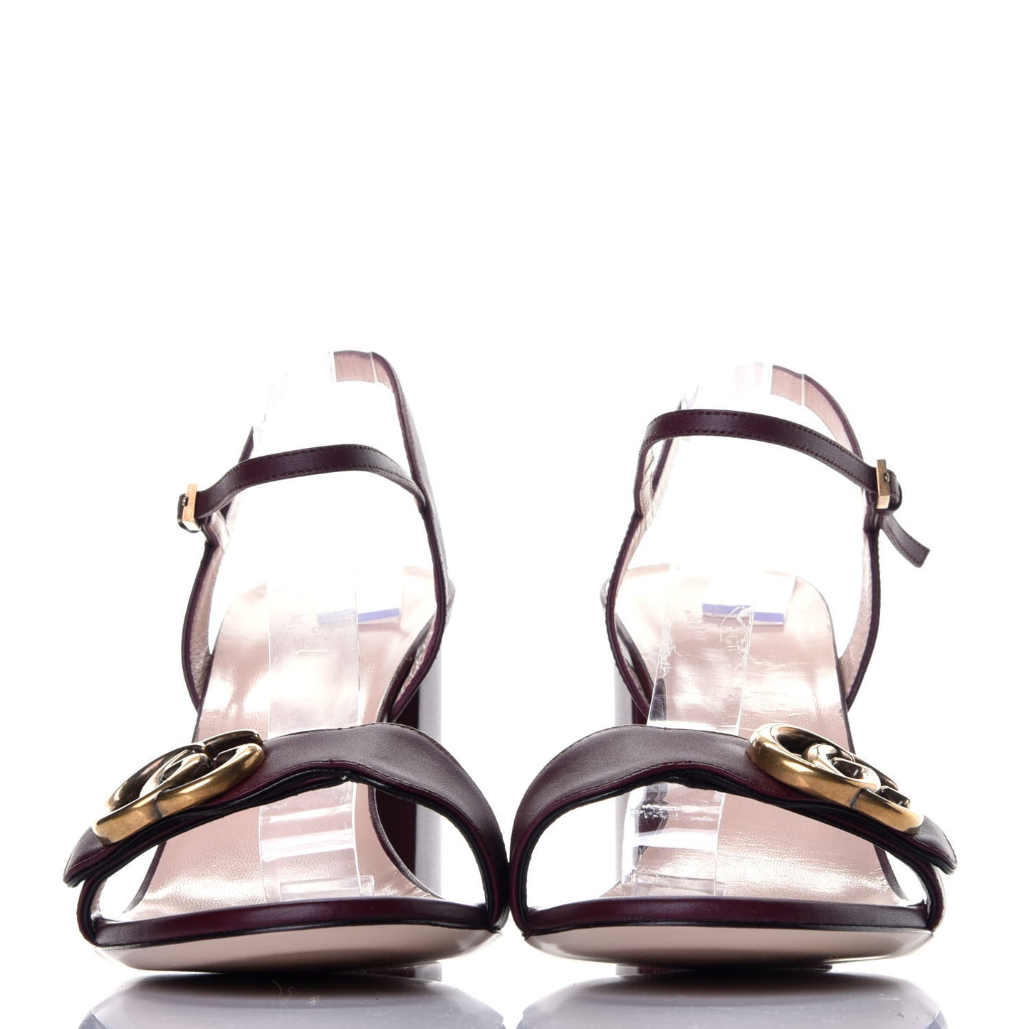 Lifford Calfskin GG Marmont Ankle Wrap 75mm Sandals 37 Vintage Bordeaux
