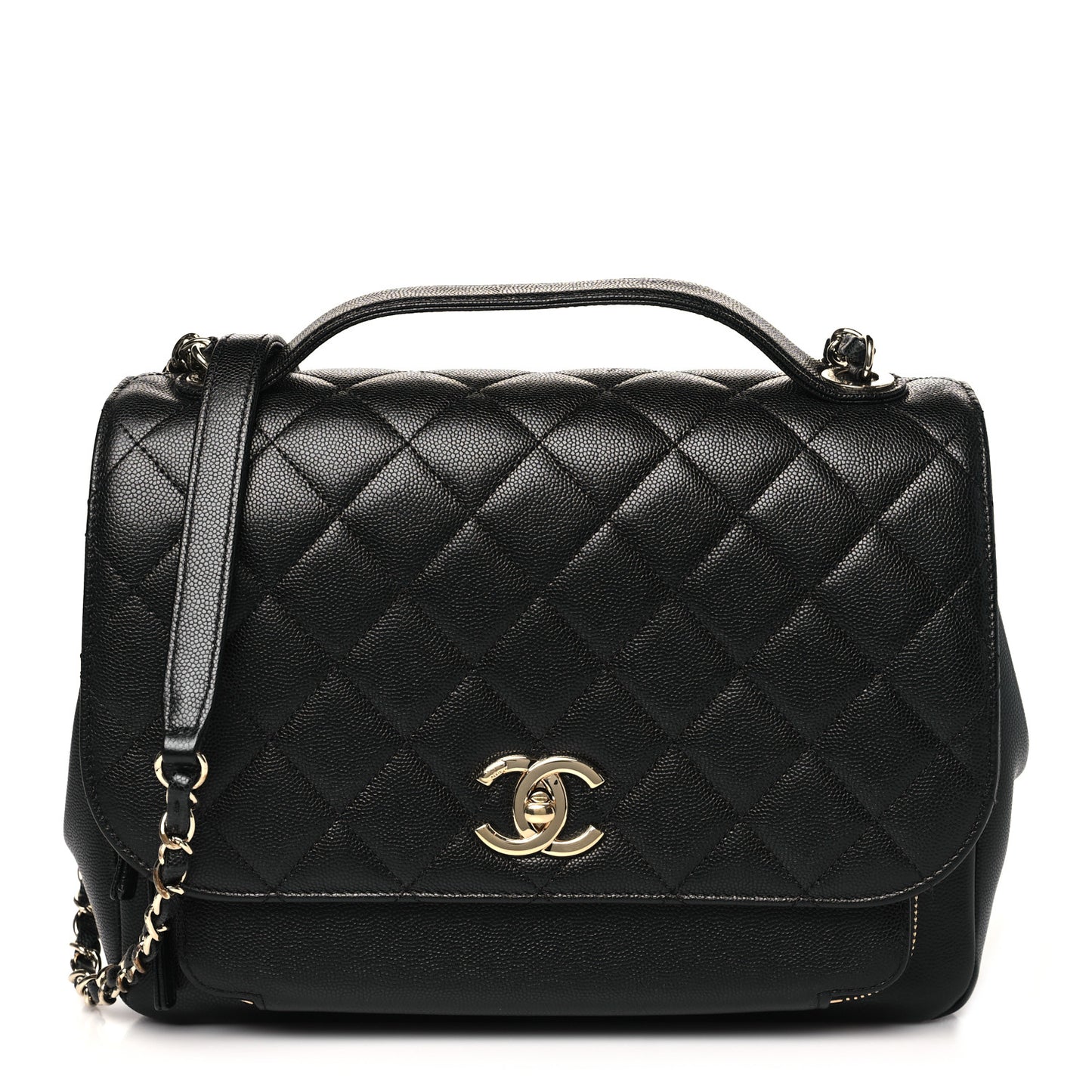 Caviar Quilted Large Business Affinity Flap Black