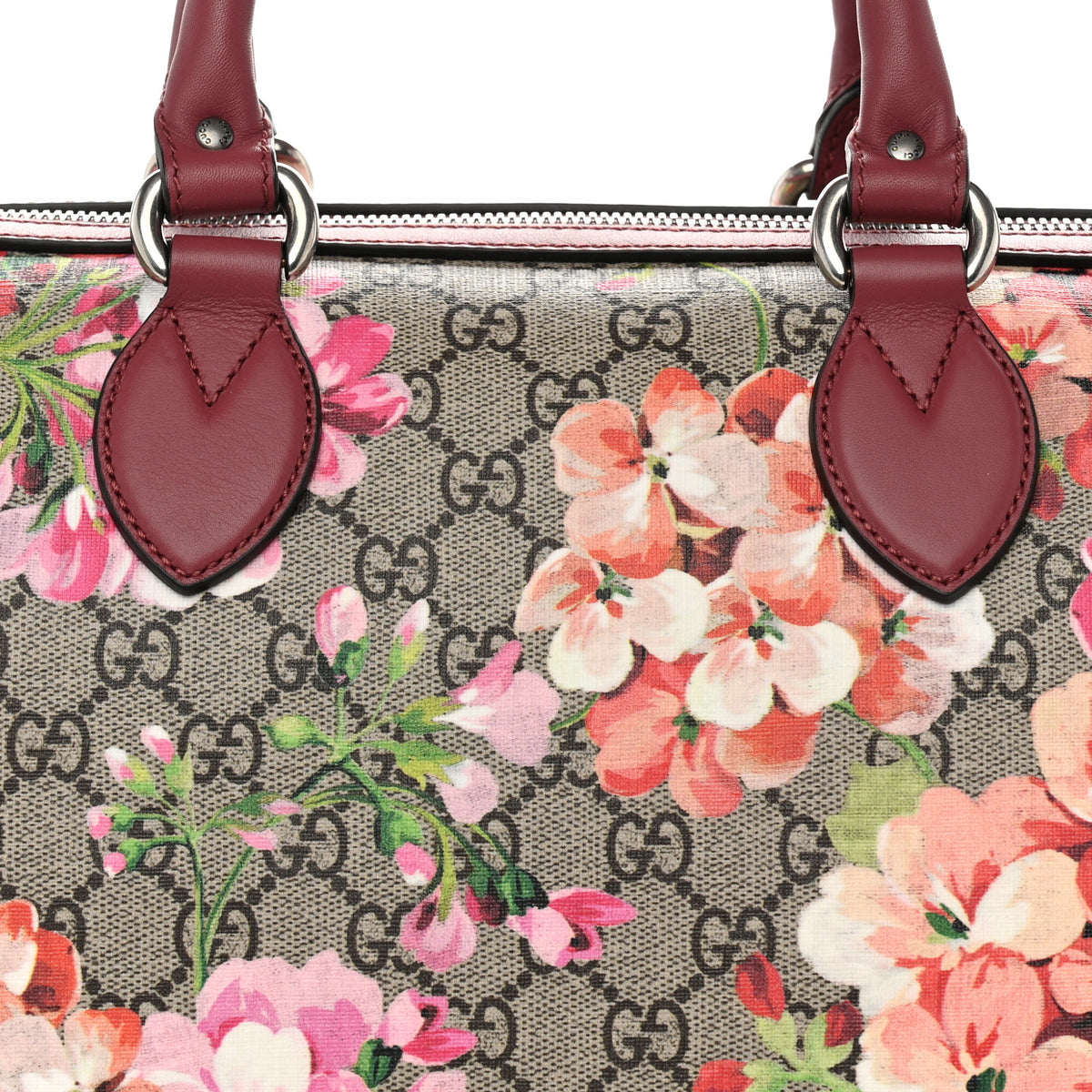 Gucci GG Supreme Monogram Blooms Medium Boston Beige Multicolor Dry Rose 8 of 10
