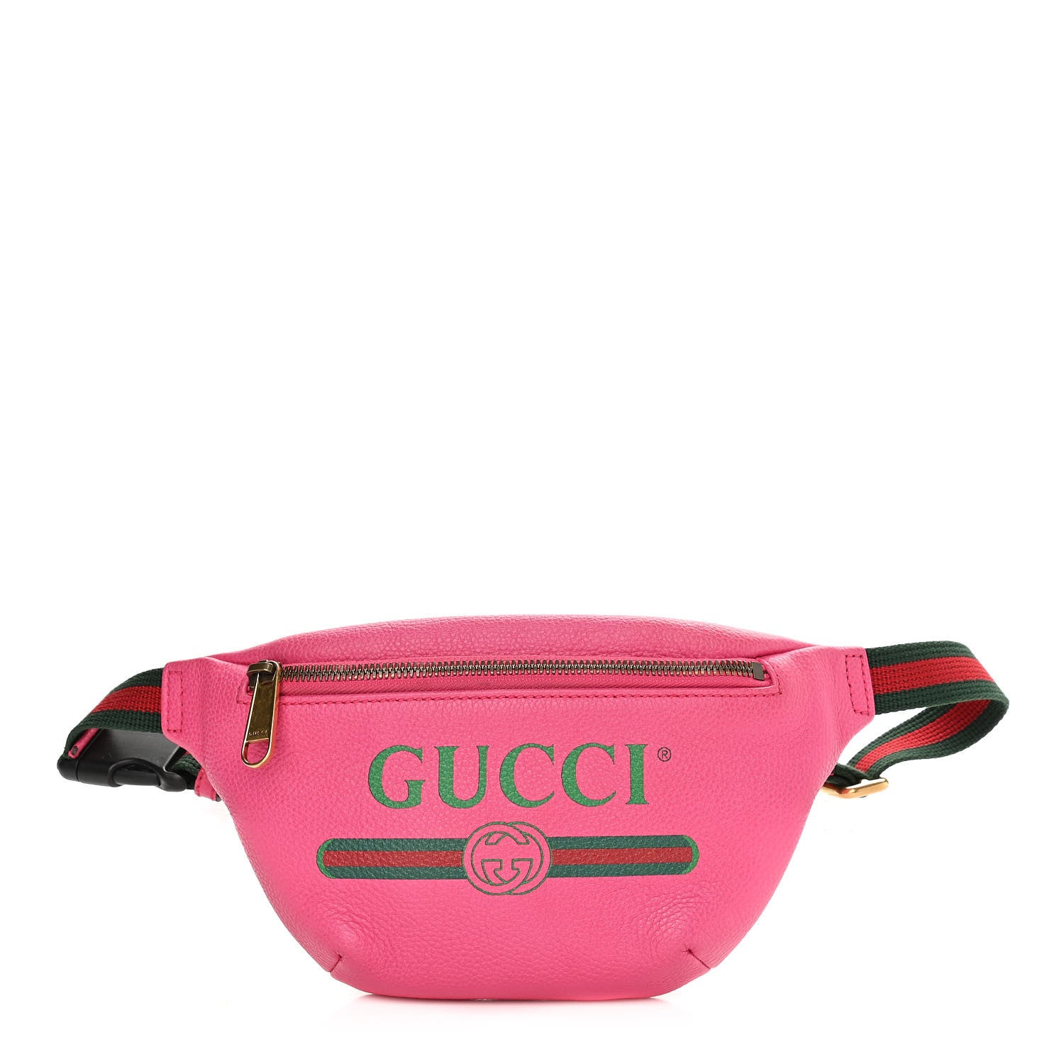 Gucci Grained Calfskin Small Logo Belt Bag Box Pink Green 1 of 11