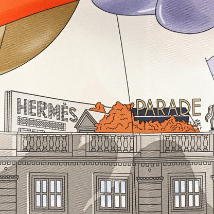 Hermes Silk Parade Scarf 90 Creme Orange Cuit 5 of 5