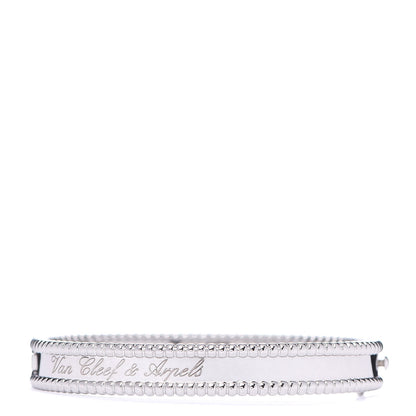 Van Cleef & Arpels 18K White Gold Perlee Signature Bangle Bracelet S 1 of 6
