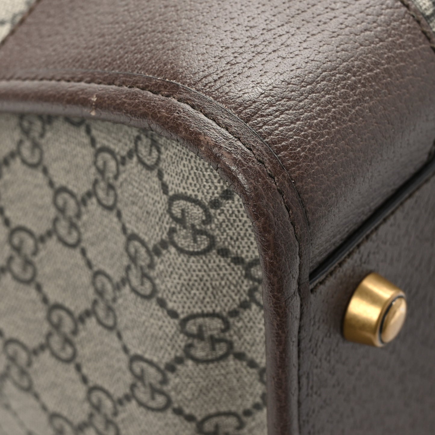 Soft GG Supreme Monogram Textured Dollar Calfskin Web Large Ophidia Carry-On Duffle Bag Beige Ebony New Acero