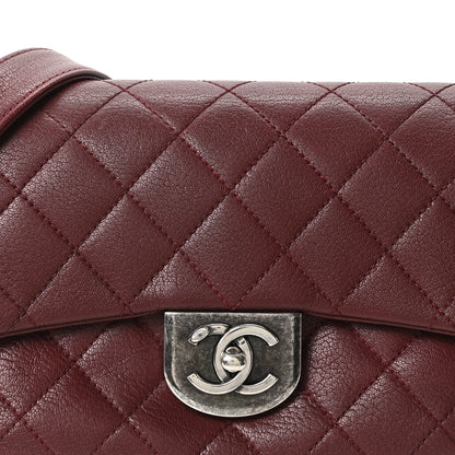 Chanel Shiny Goatskin Quilted Small Double Carry Waist Chain Flap Burgundy 8 of 10