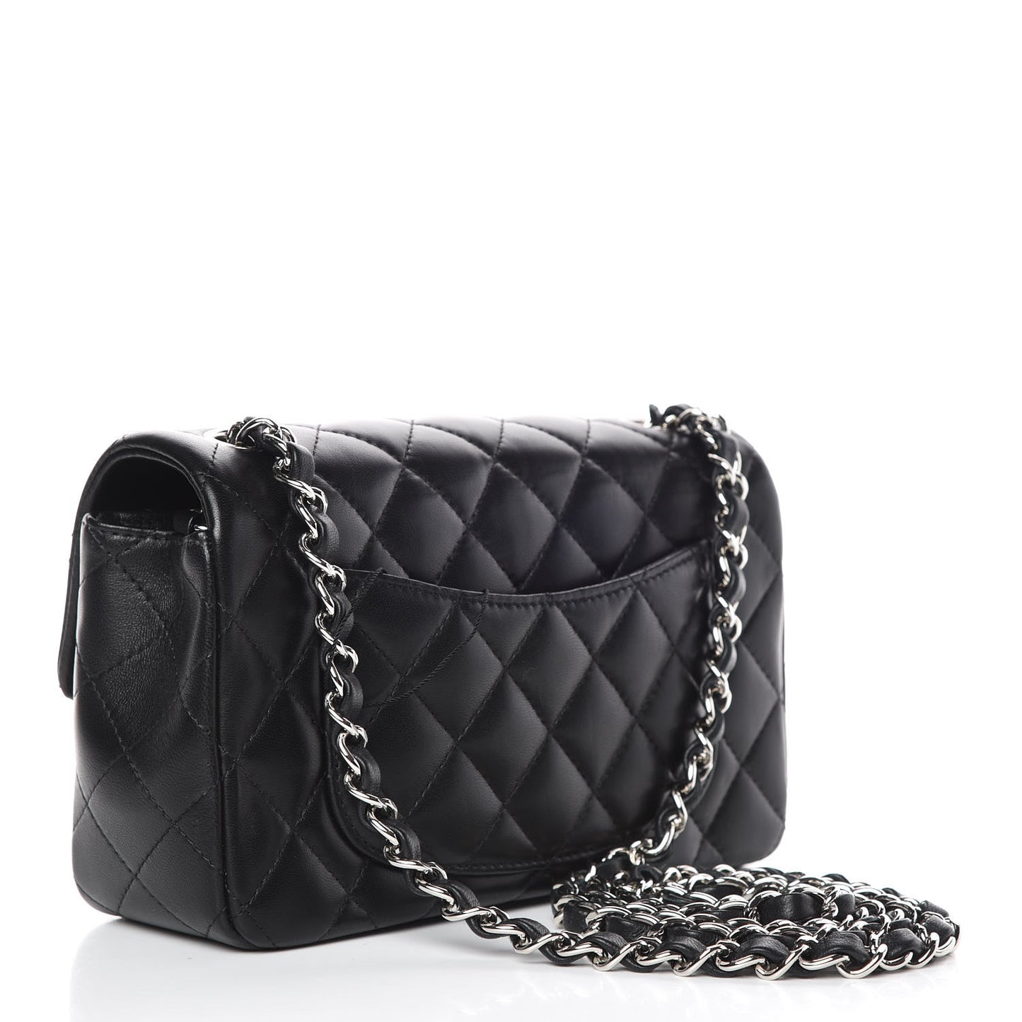 Lambskin Quilted Mini Rectangular Flap Black