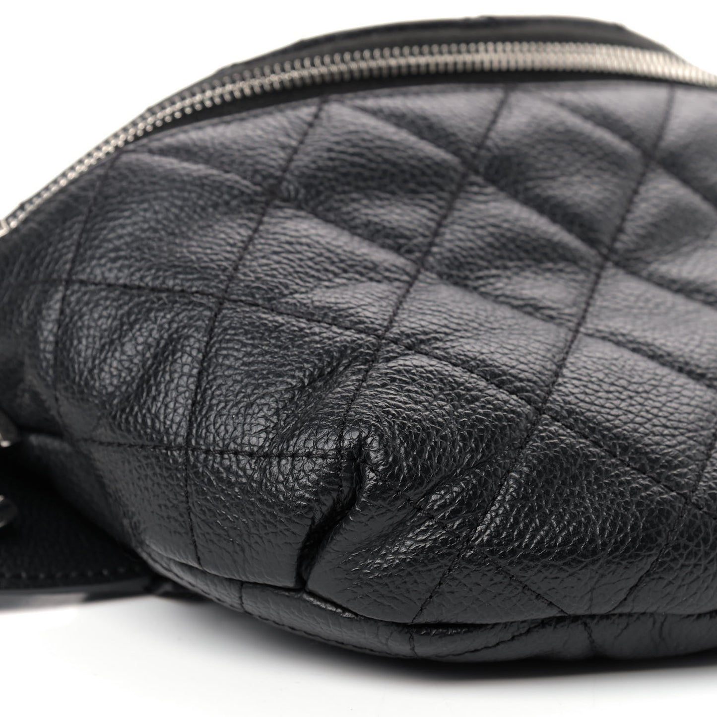 Grained Calfskin Quilted Waist Belt Bag Black