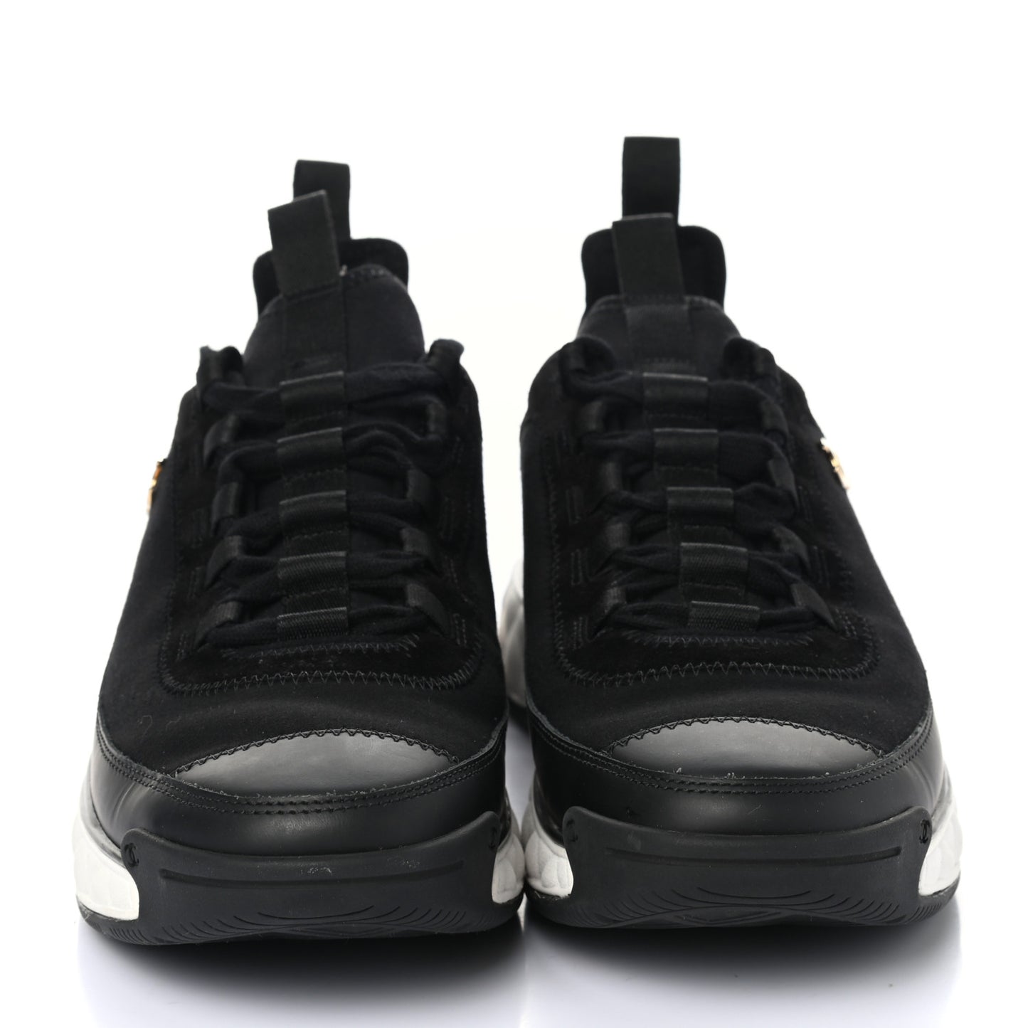 Velvet Calfskin Mixed Fibers CC Sneakers 39.5 Black