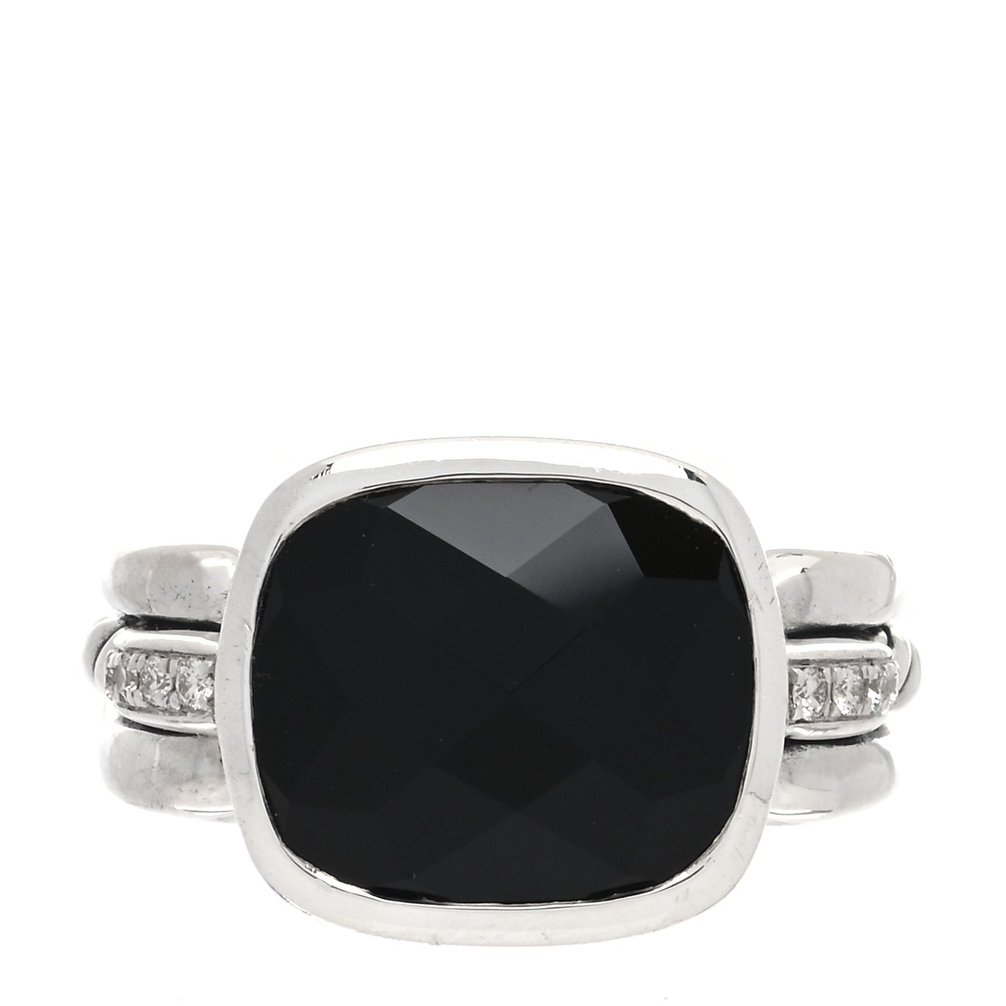 Sterling Silver Diamond Black Onyx Wellesley Link Ring 54 7