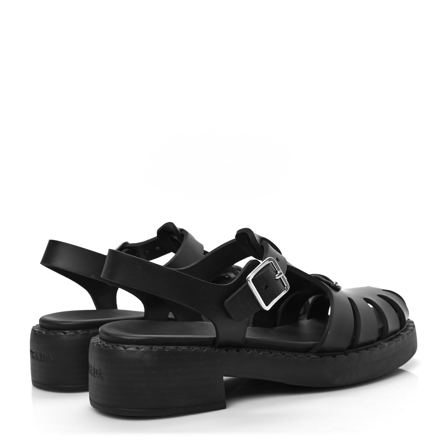 Foam Rubber Metal Triangle Logo 50mm Cage Sandals 39 Black