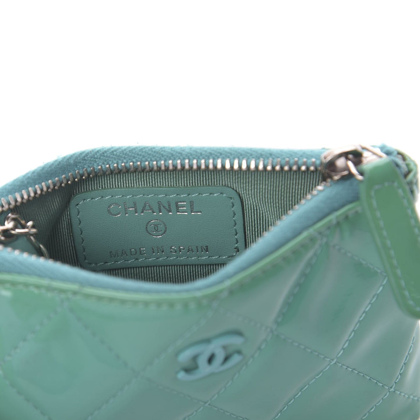 Patent Quilted Key Holder Case Green