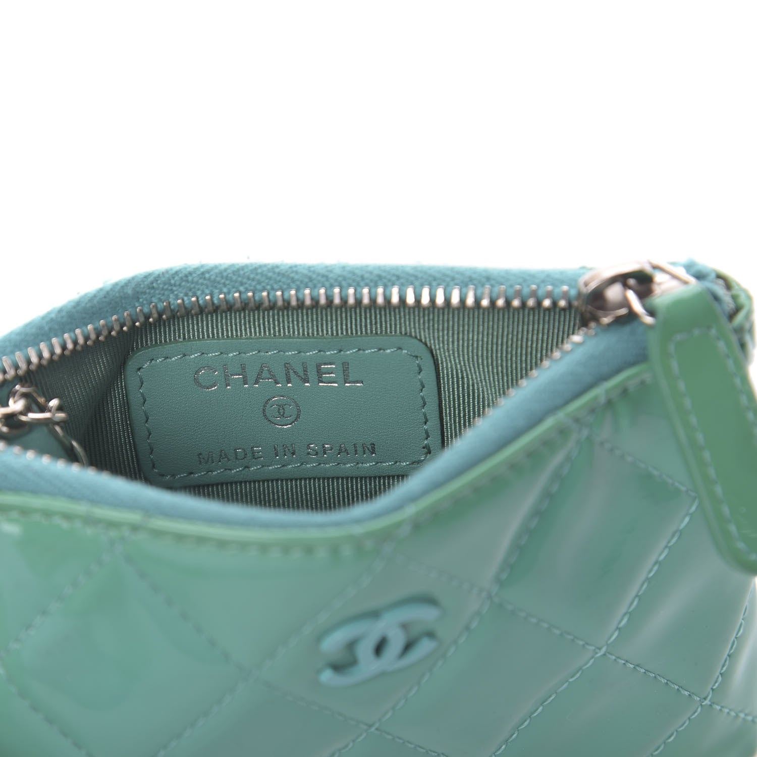 Chanel Patent Quilted Key Holder Case Green 8 of 10