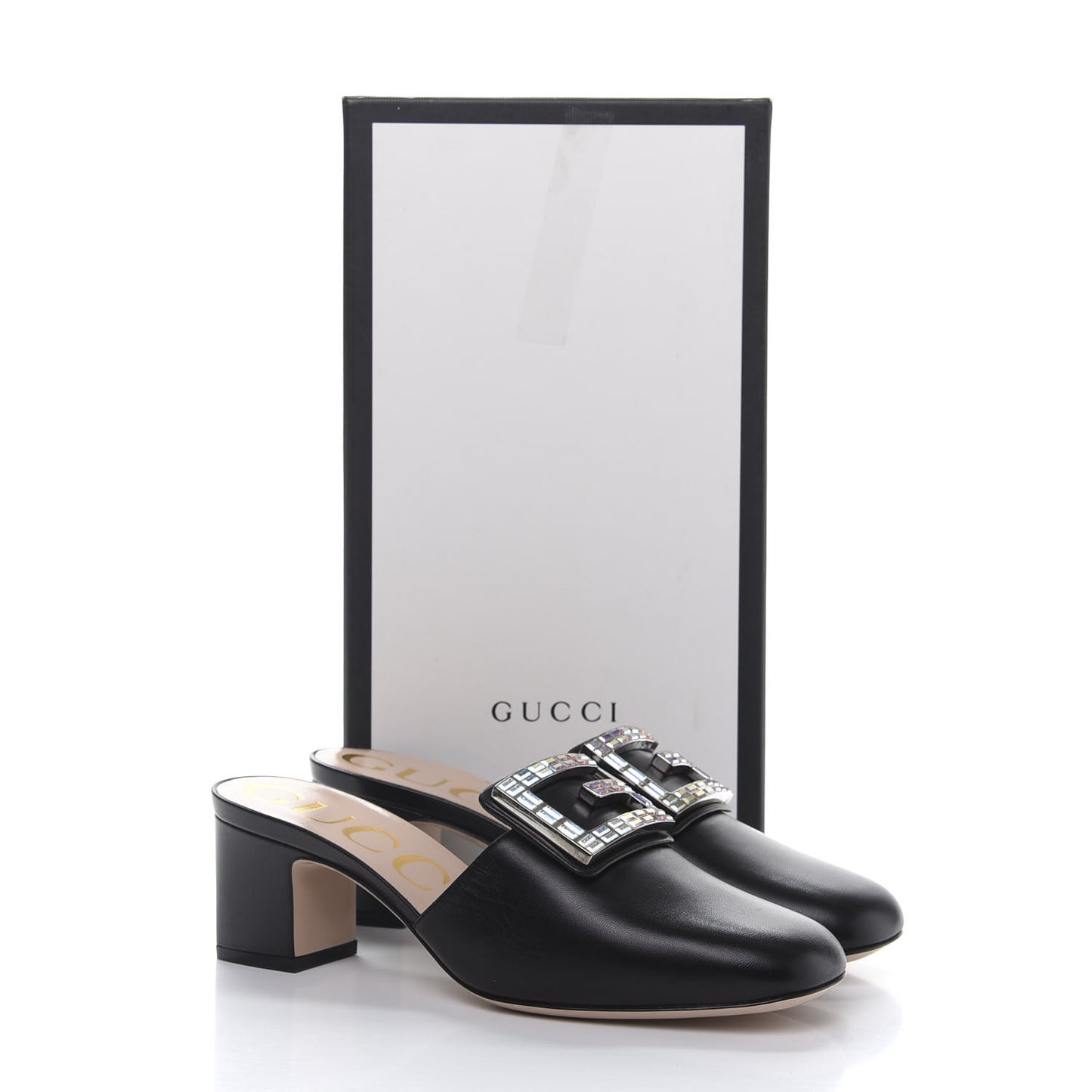 Malaga Kid Crystal Square G Madelyn 60mm Mules 37.5 Black