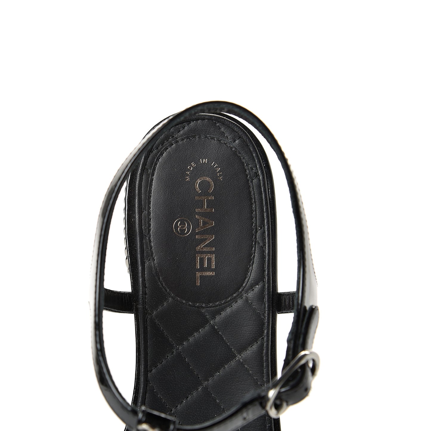 Patent Beaded CC Thong Sandals 37.5 Black