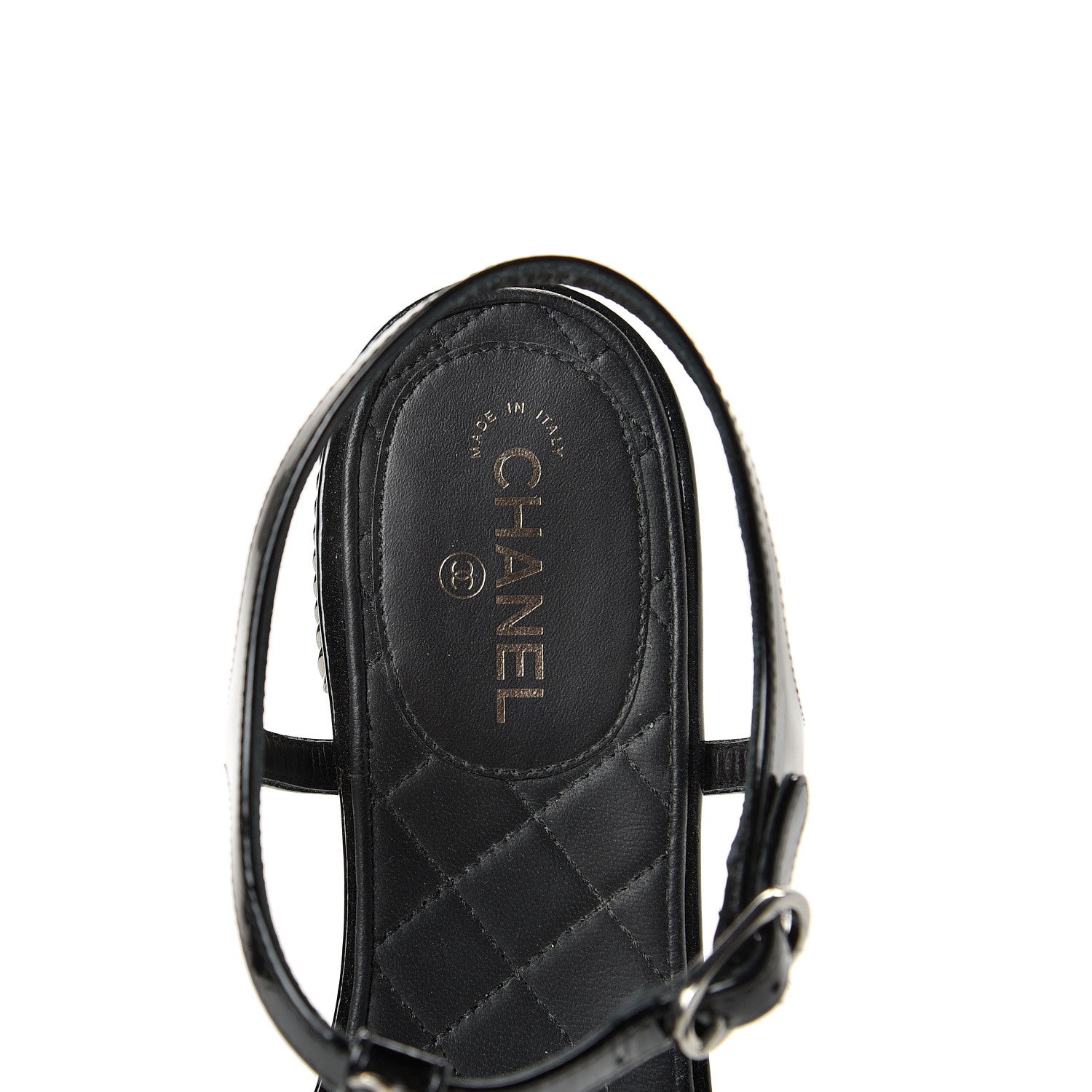 Chanel Patent Beaded CC Thong Sandals 37.5 Black 8 of 10