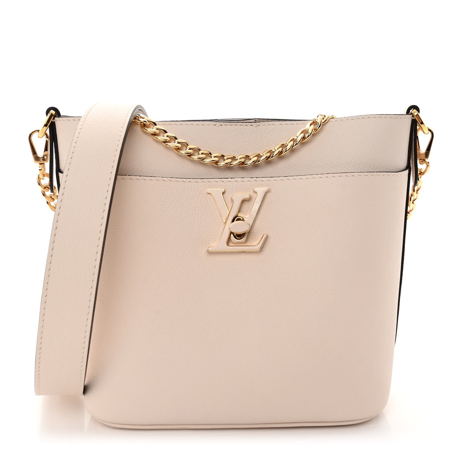 Louis Vuitton Grained Calfskin Lock and Walk Bucket Quartz 1 of 9