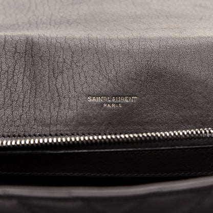 Saint Laurent Sheepskin Matelasse Chevron Monogram Large College Bag Light Coal 8 of 10