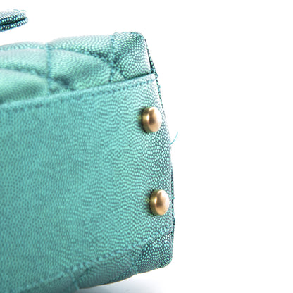 Chanel Metallic Caviar Quilted Mini Coco Handle Flap Blue 9 of 12